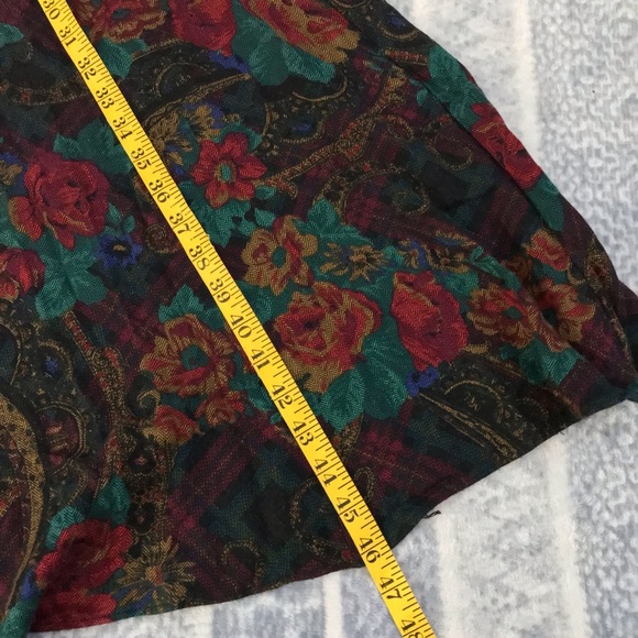 80's Floral Print Long Sleeve Dress Stuart Alan Petites Sz 8 Button and Zipper - Picture 11 of 12